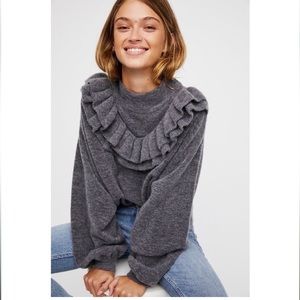 Free People All of the Ruffles Wool Crop Sweater